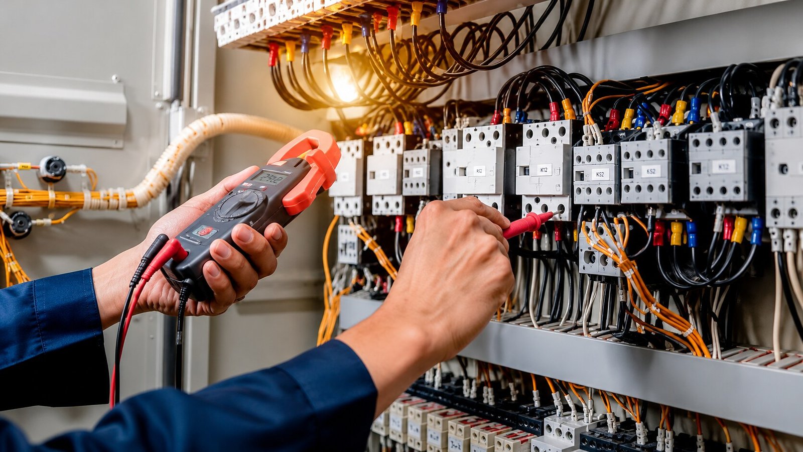 Electrical maintenance technician at work